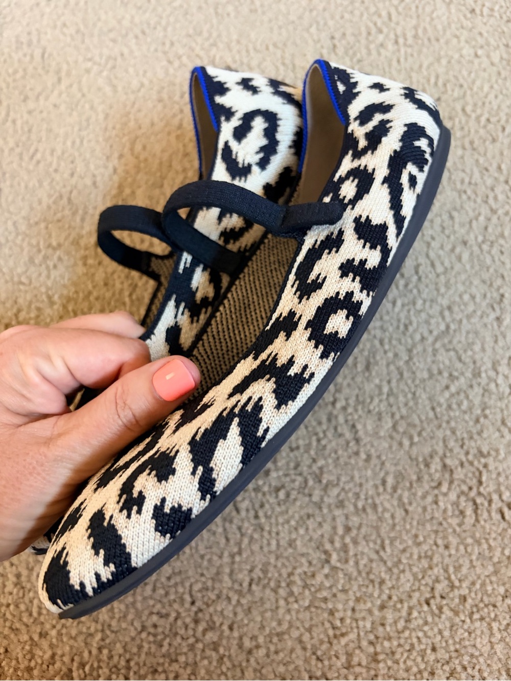 Rothy's The Square Mary Jane Flats Black & Cream Leopard - size 11.5 - Picture 4 of 5
